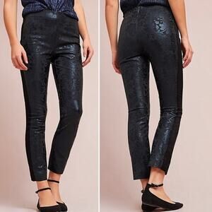 Anthropologie The Essential Skinny Floral Foil Printed Tuxedo Pant Black Size 4